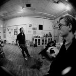 Andy and Robert Rauschenberg in Rauschenberg's Studio, NYC, winter 1964-65