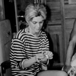 Edie Sedgwick, Roger Trudeau, and Rene Ricard on the set of 'Kitchen' in Bud Wirtschafter's apartment, NYC, spring 1965